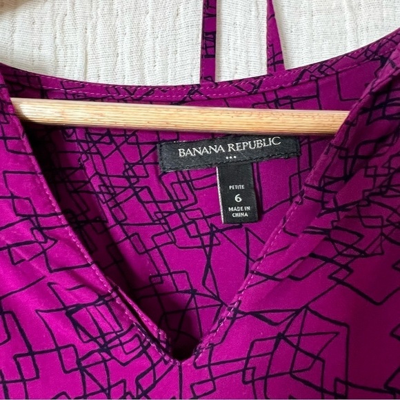 Banana Republic Purple Geometric Shirtdress 3/4 sleeve size 6P - Picture 3 of 4
